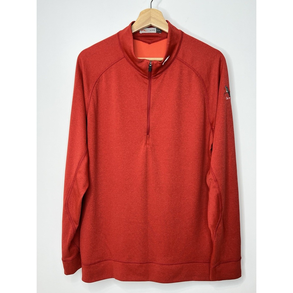 Kjus Keano Quarter Zip Pullover Mens 54 XL Orange Golf Performance Stretch Logo